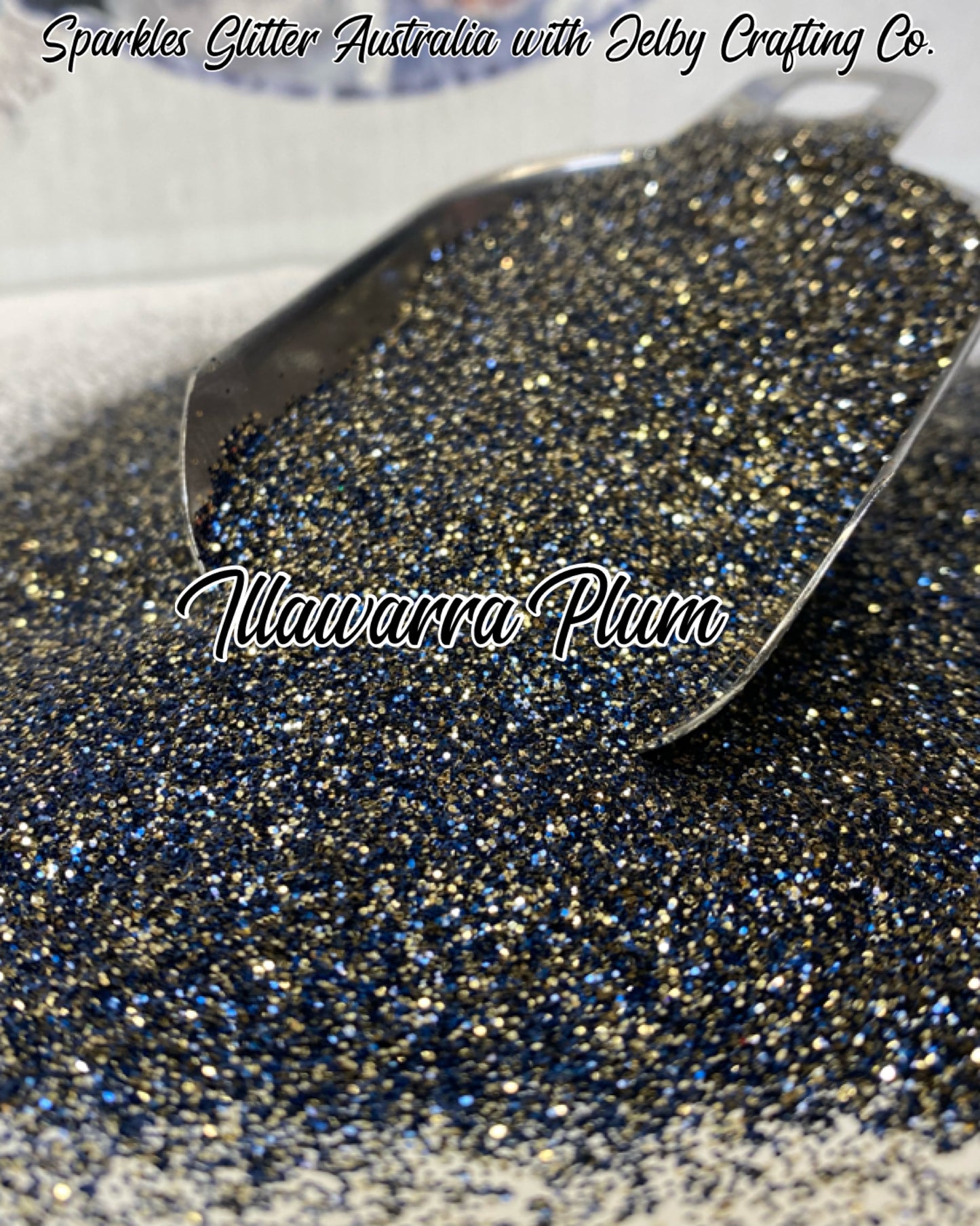 Illawarra Plum | Custom Mixed Dark Blue Gold Fine Cut Glitter