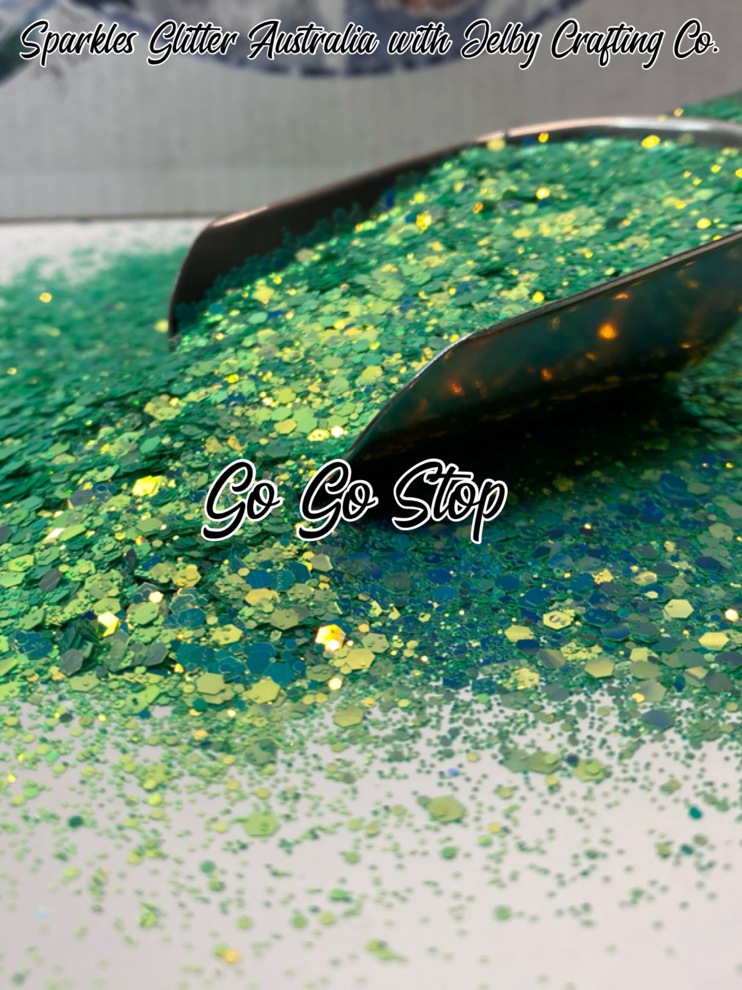 Go Go Stop | UV Glow Green Chunky Glitter