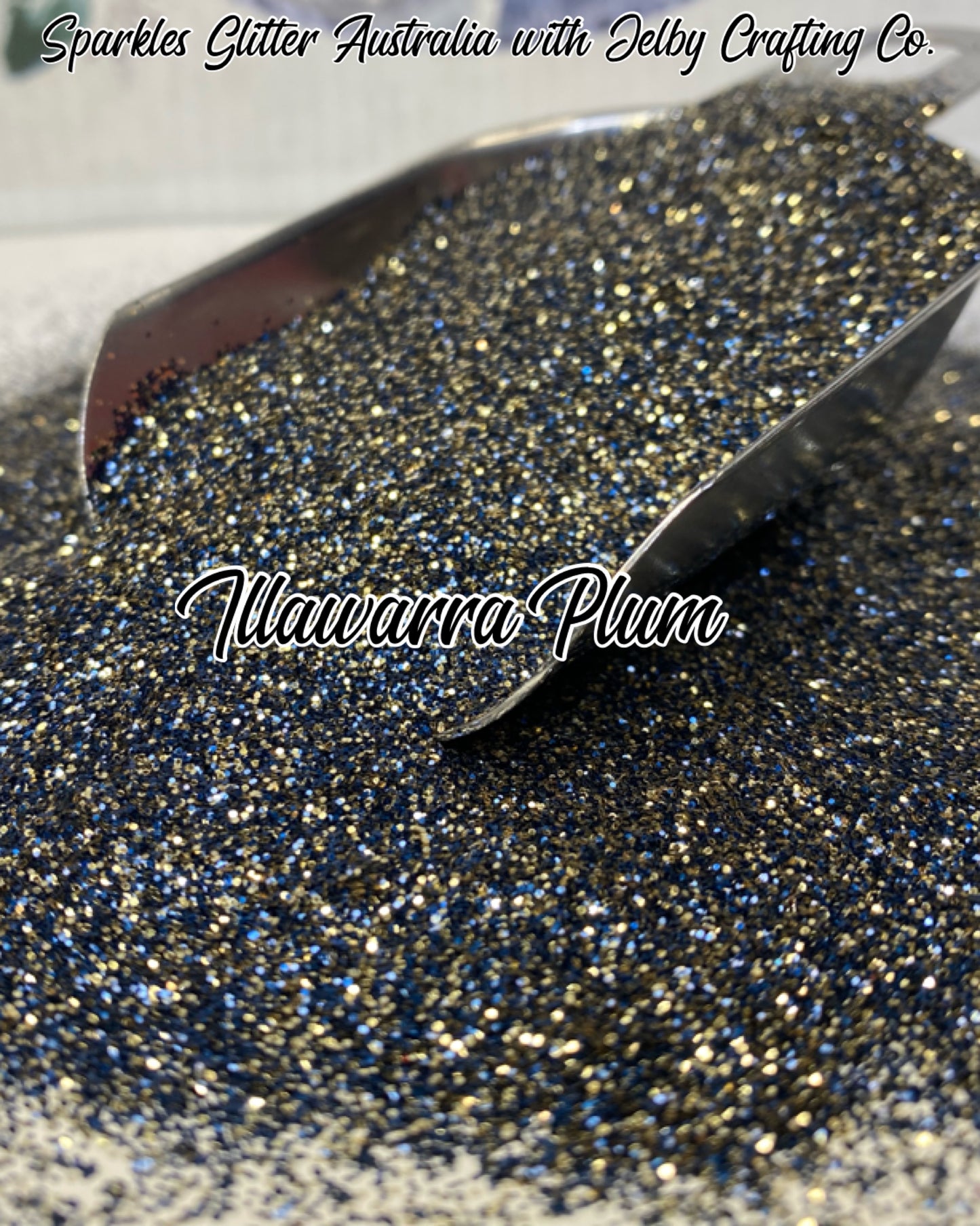 Illawarra Plum | Custom Mixed Dark Blue Gold Fine Cut Glitter