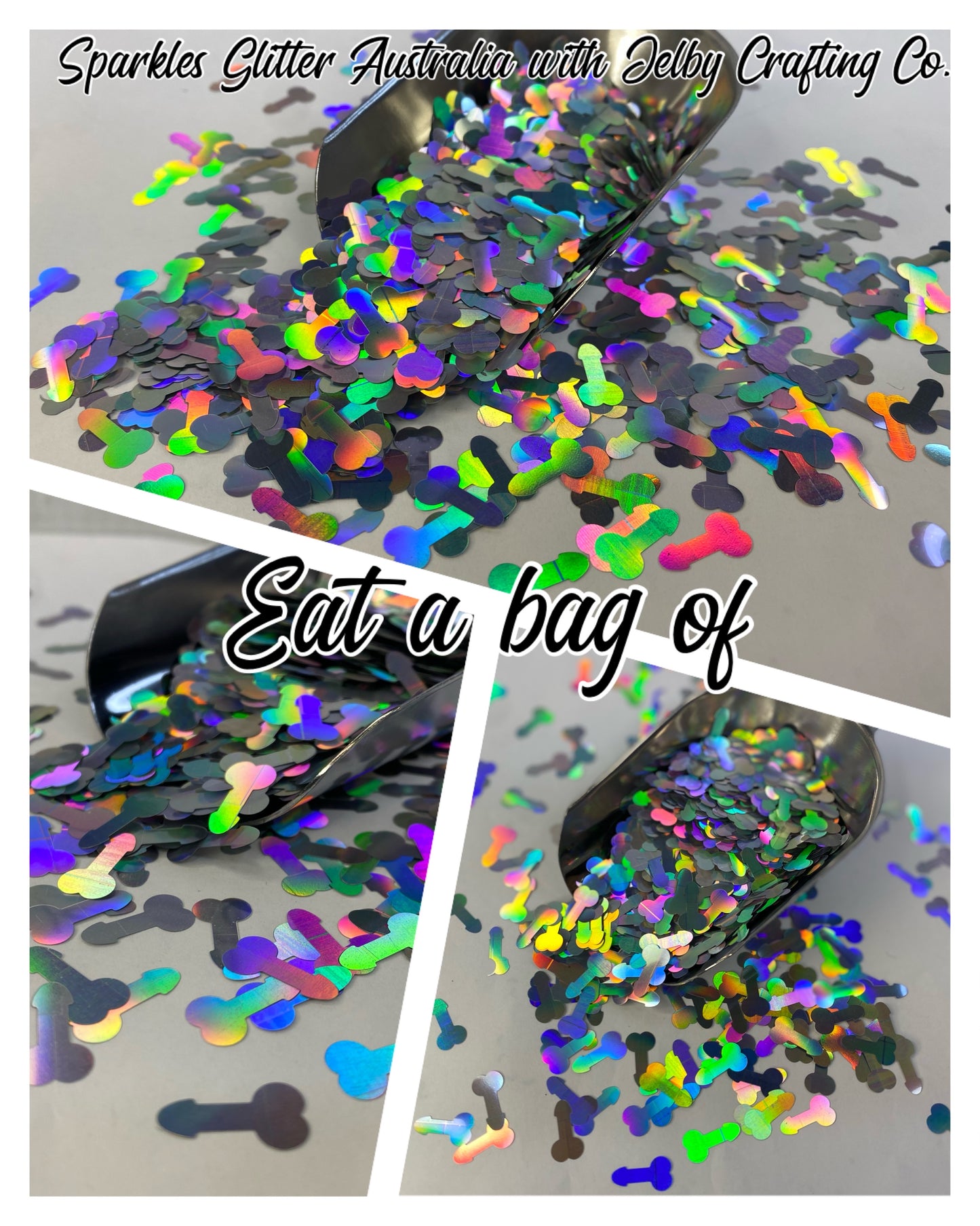 Eat a Bag of | Silver Holographic Peen Shape Glitter
