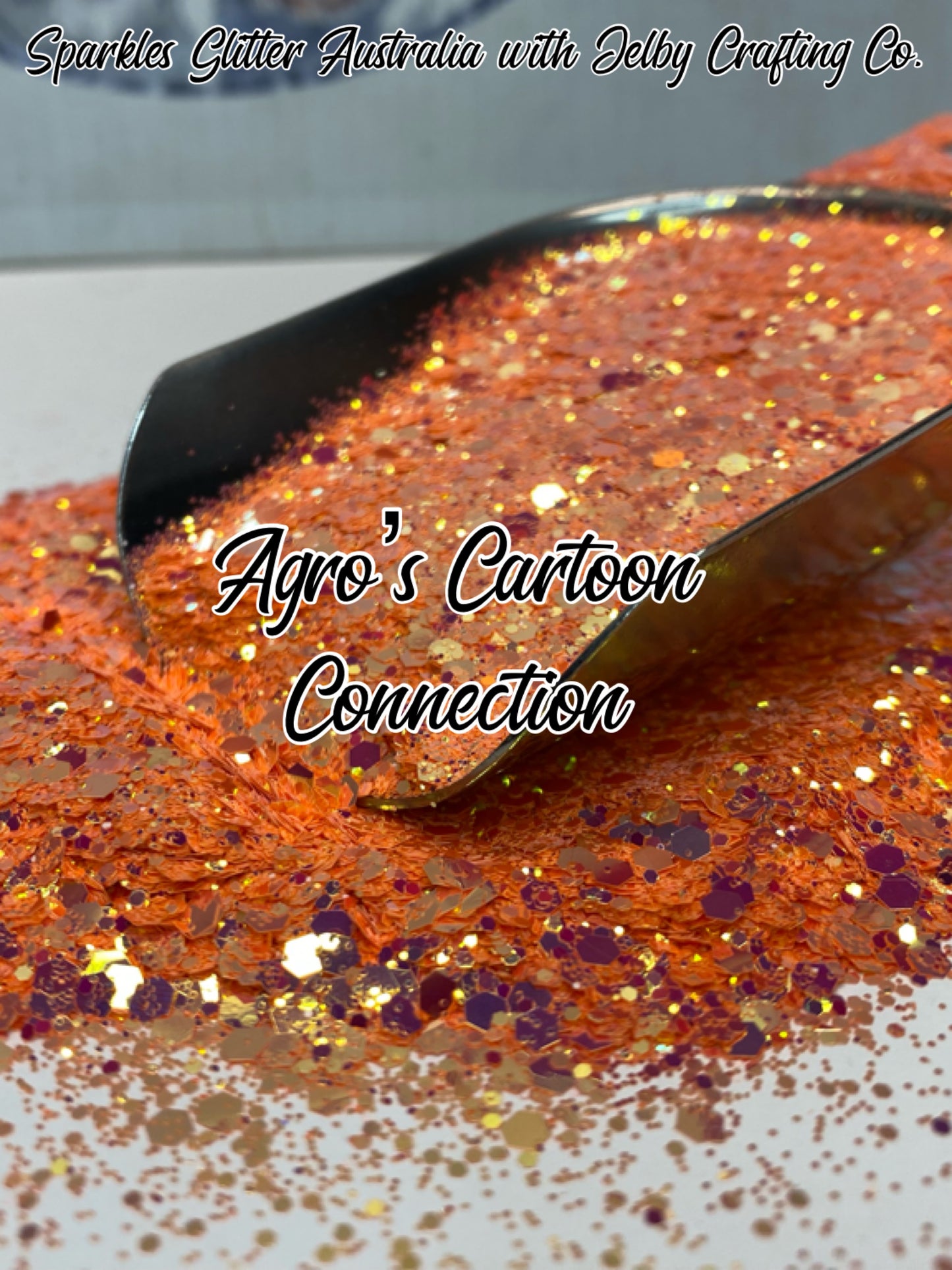 Agro's Cartoon Connection | UV Glow Orange Chunky Glitter