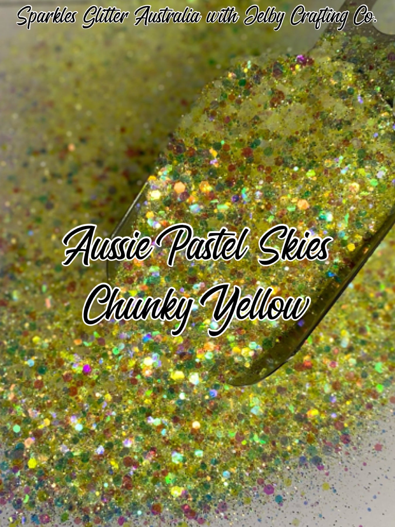 Aussie Pastel Sky Chunky | Yellow | Iridescent Glitter