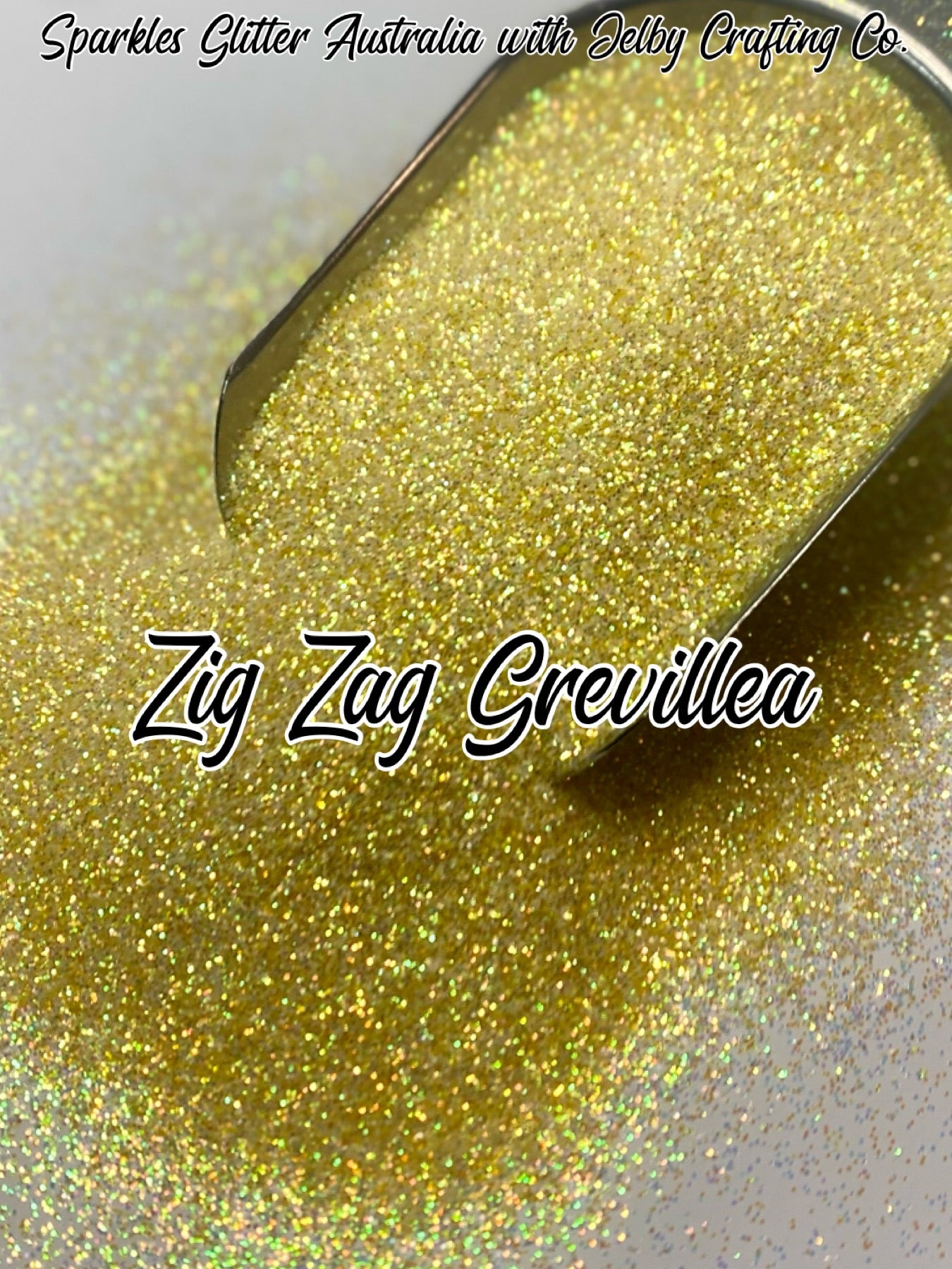 Zig Zag Grevillea | Yellow Iridescent Fine Cut Glitter