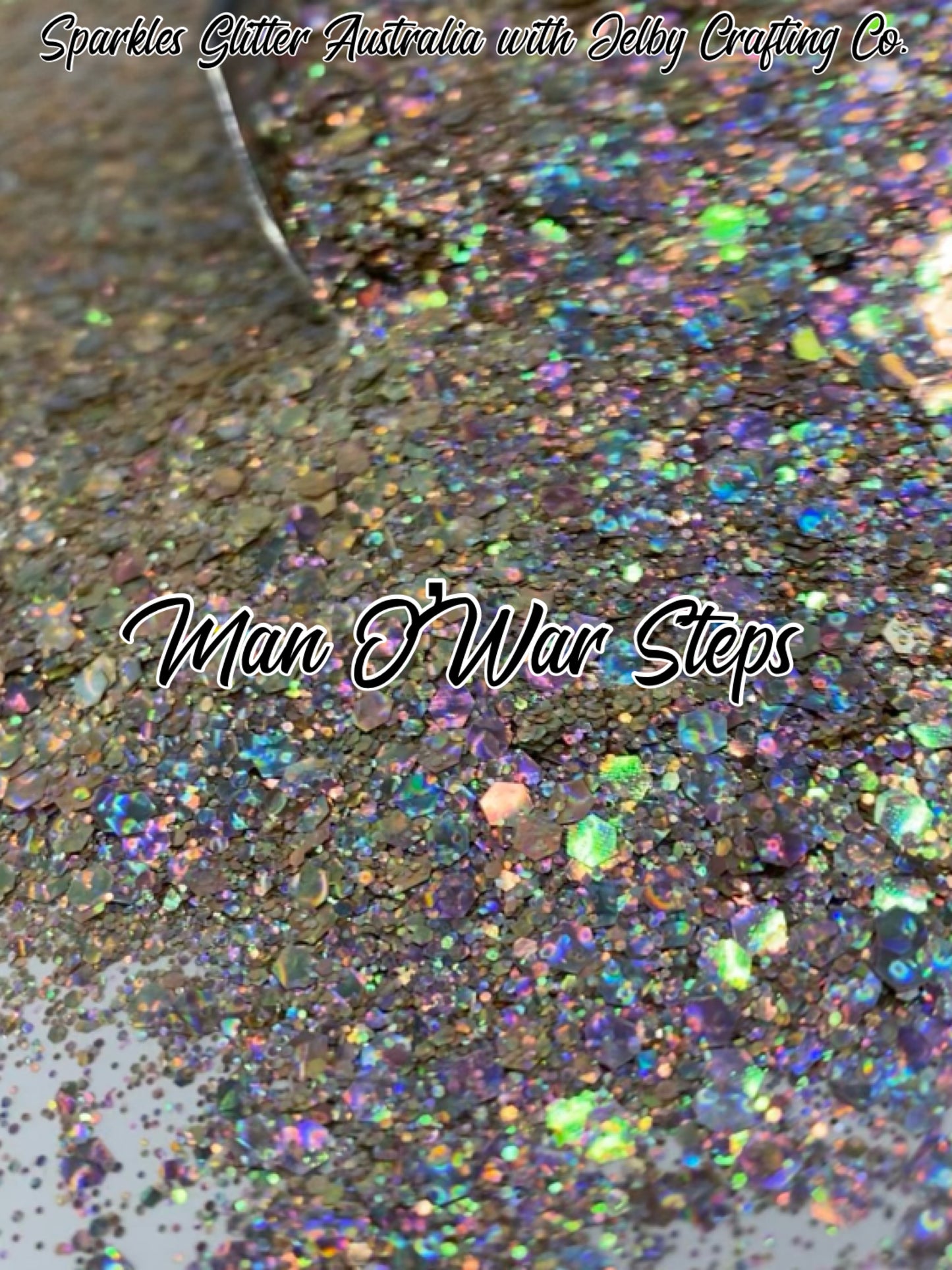 Man O'War Steps | Gold Chunky Holographic Opal Glitter