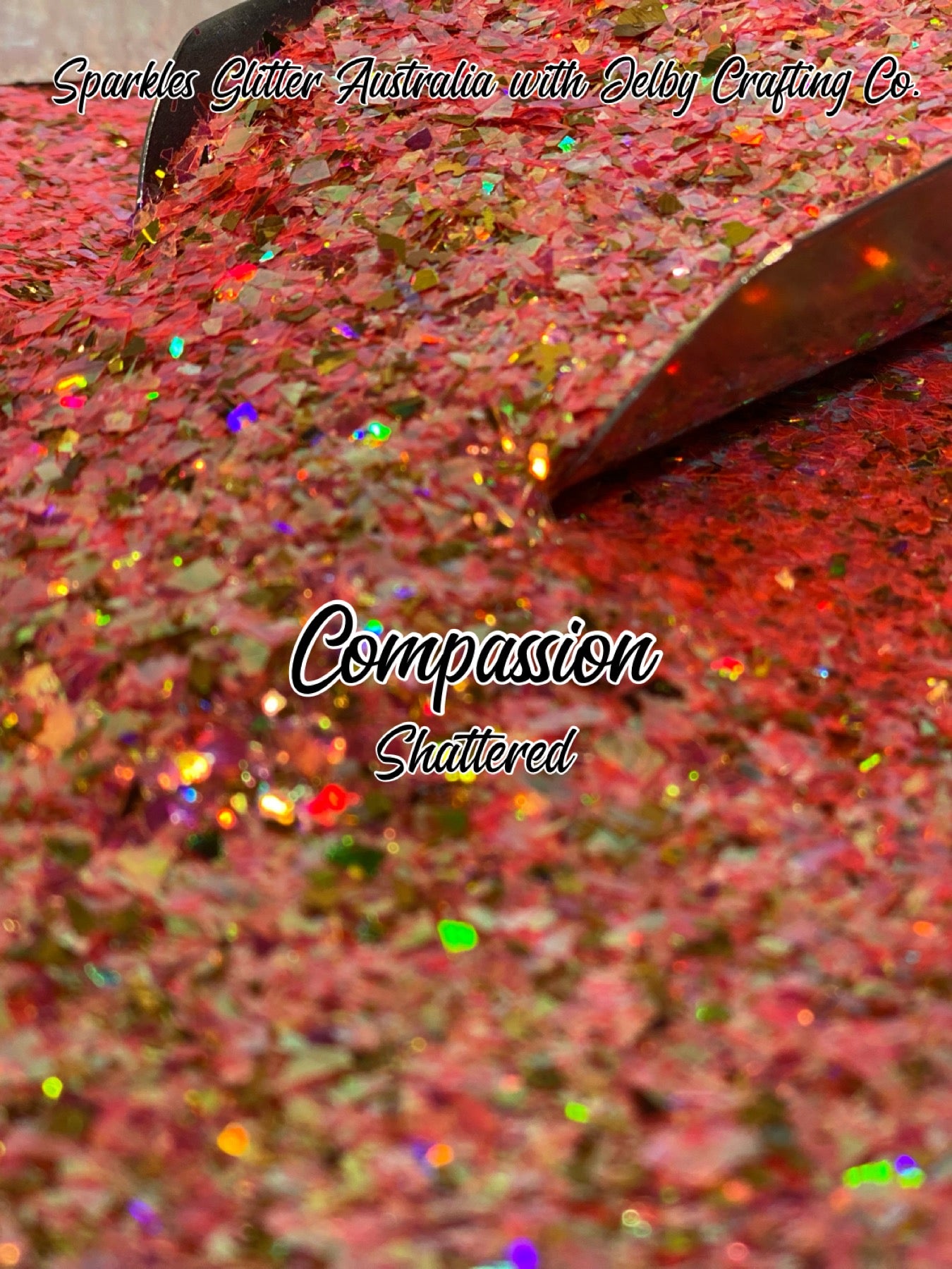 Compassion | Custom Shattered Cut Orange Gold Glitter