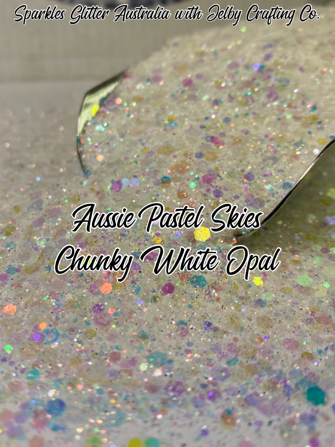 Aussie Pastel Sky | Chunky | Opal | White Glitter