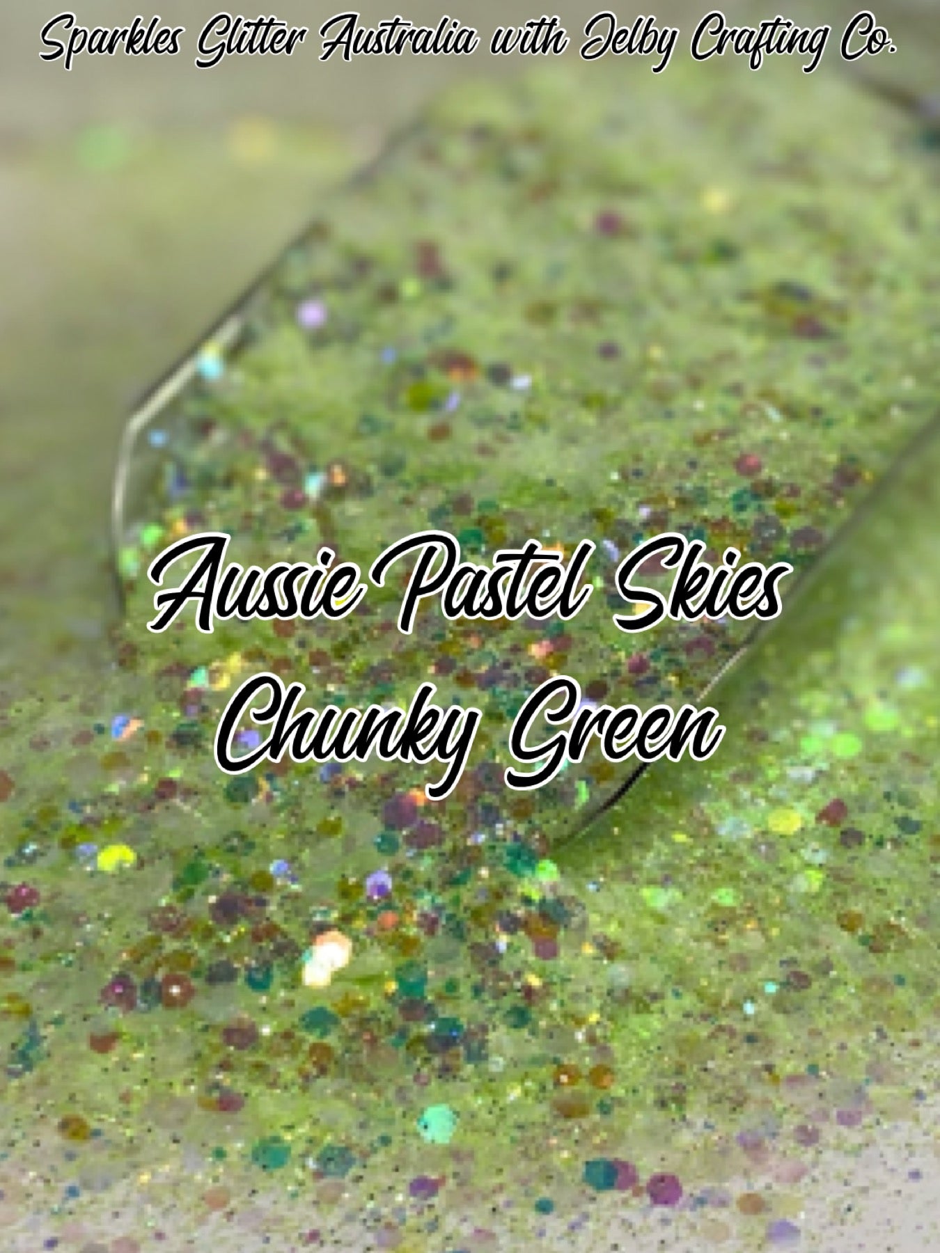 Aussie Pastel Sky Chunky | Green | Iridescent Glitter