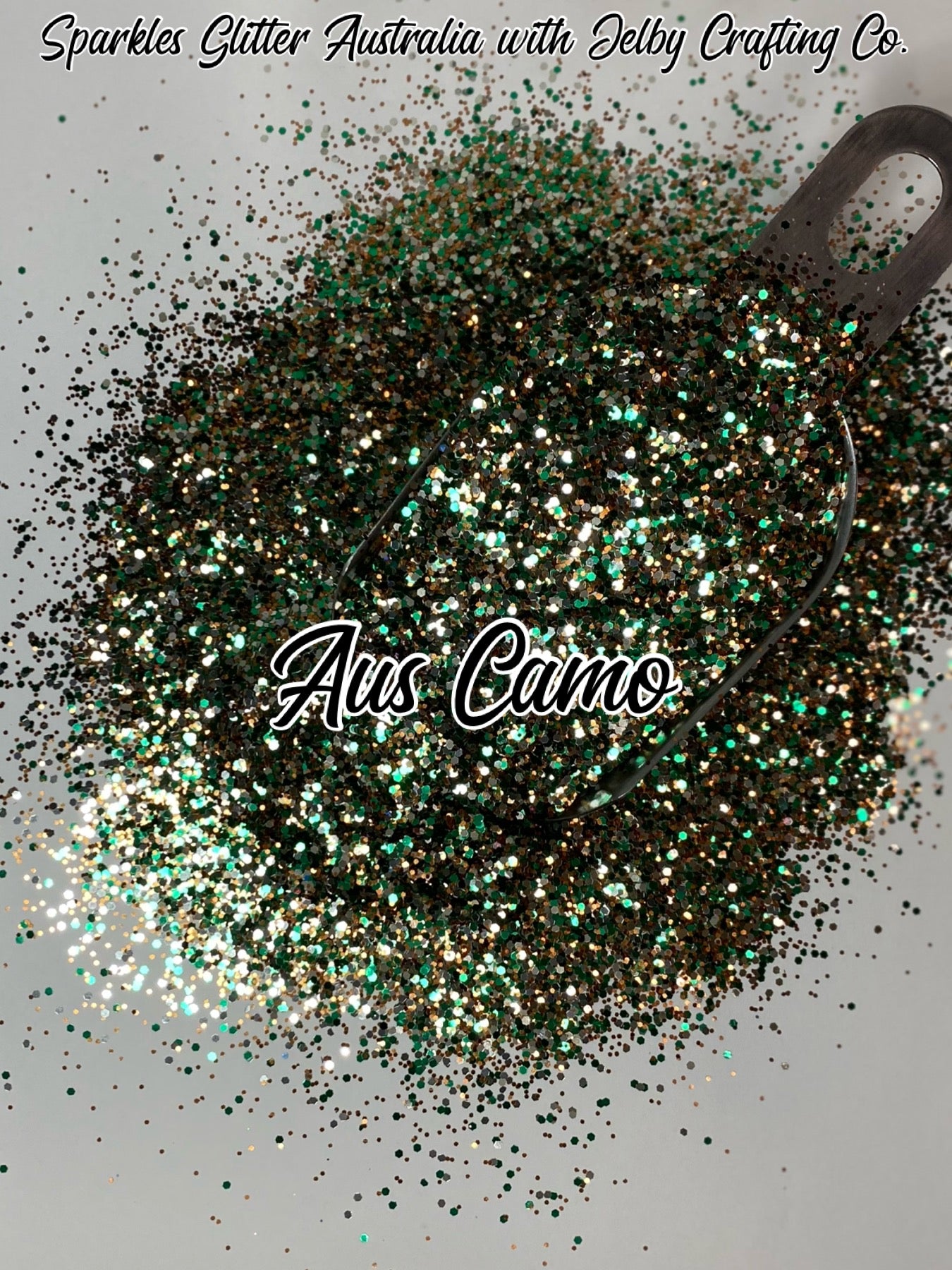 Aus Camo | Chunky Green Brown Glitter
