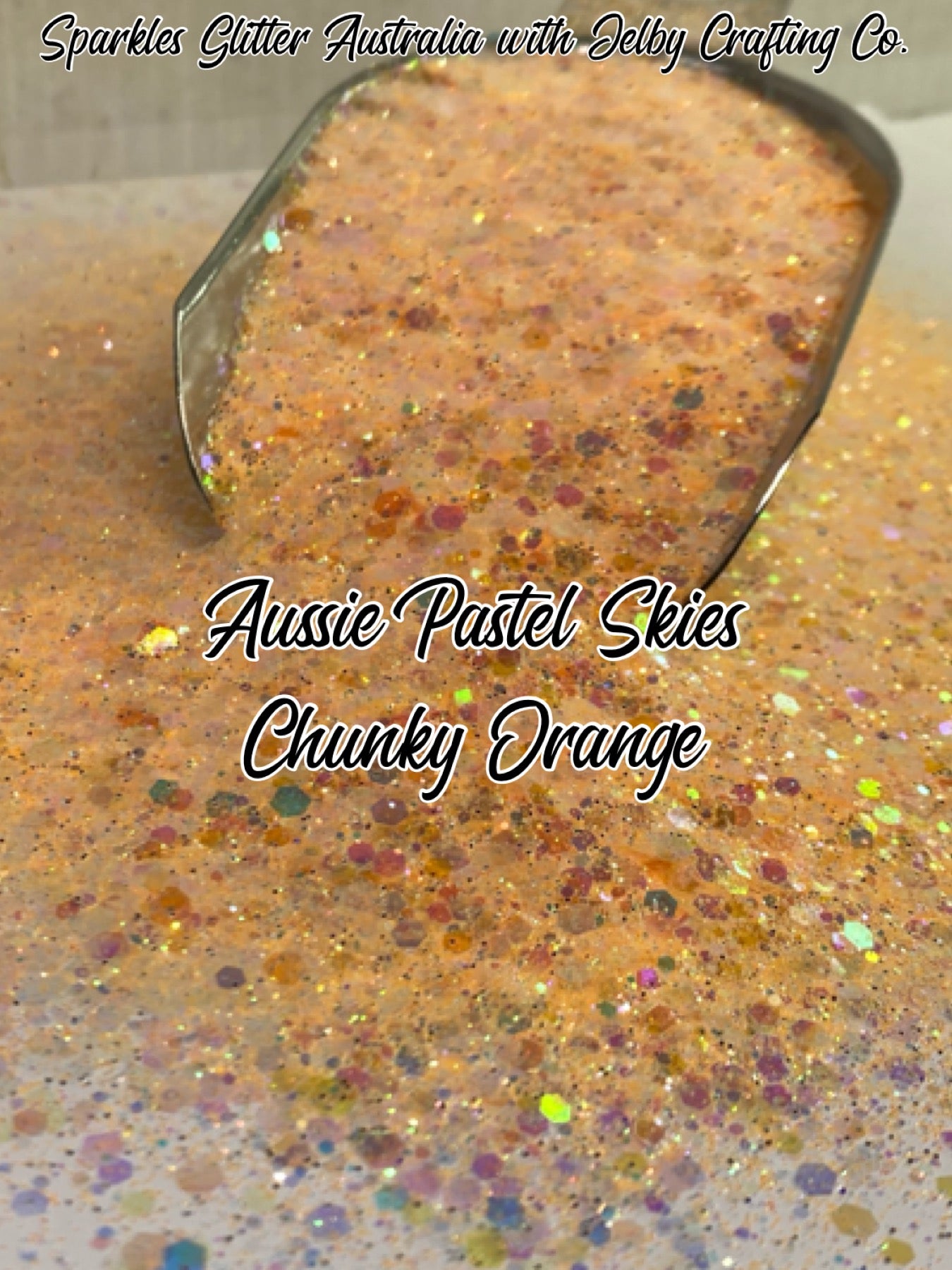 Aussie Pastel Sky Chunky | Orange | Iridescent Glitter
