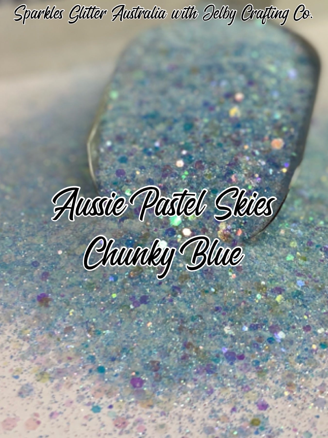 Aussie Pastel Sky Chunky | Blue | Iridescent Glitter
