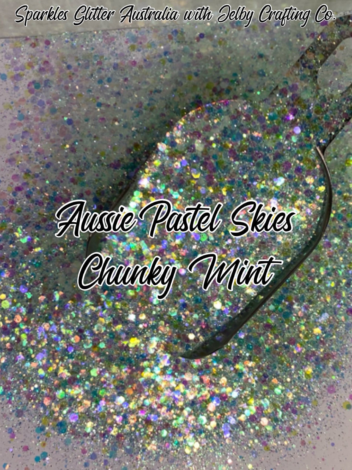Aussie Pastel Sky Chunky | Mint | Iridescent Glitter
