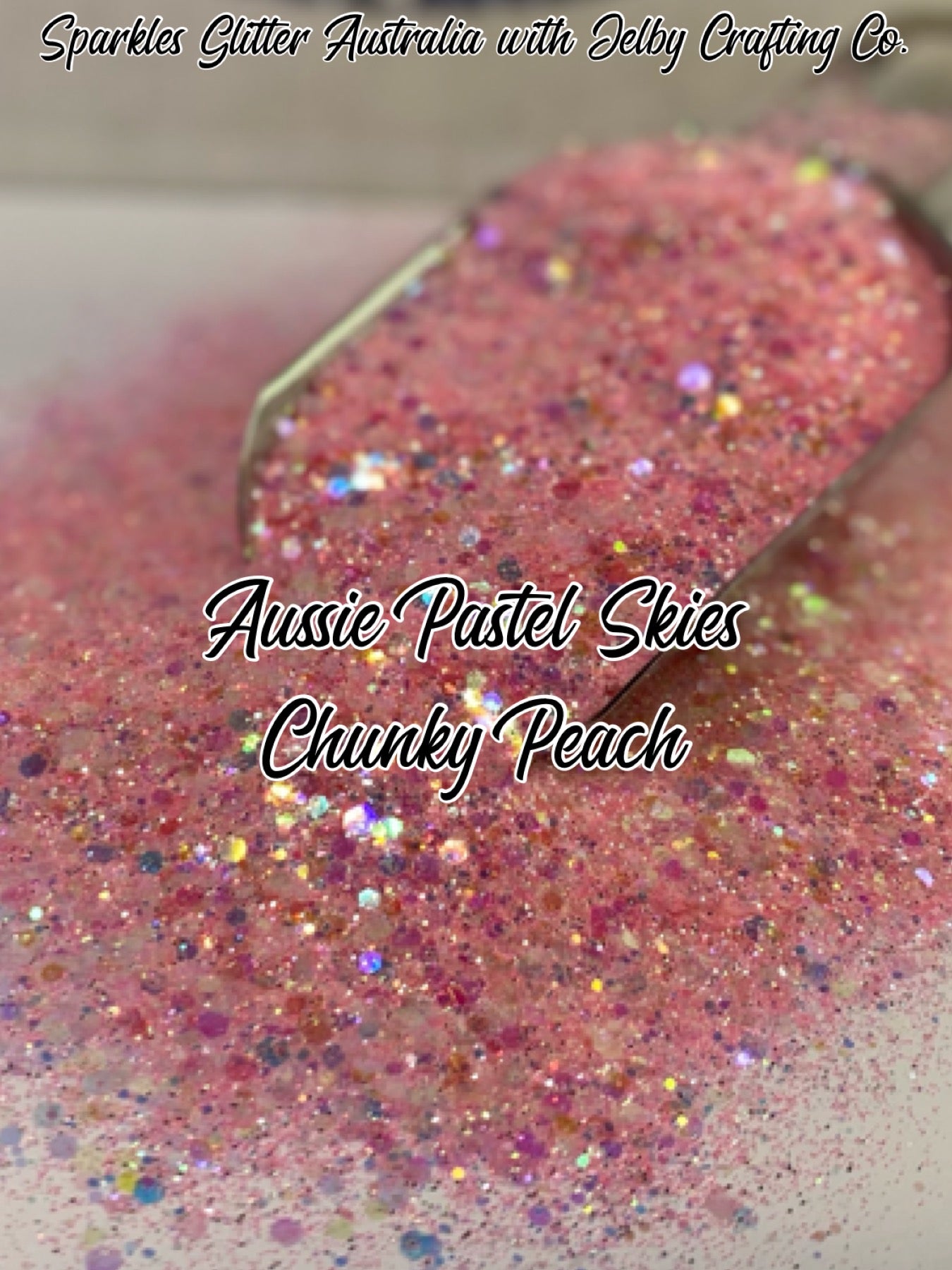 Aussie Pastel Sky Chunky | Peach | Iridescent Glitter
