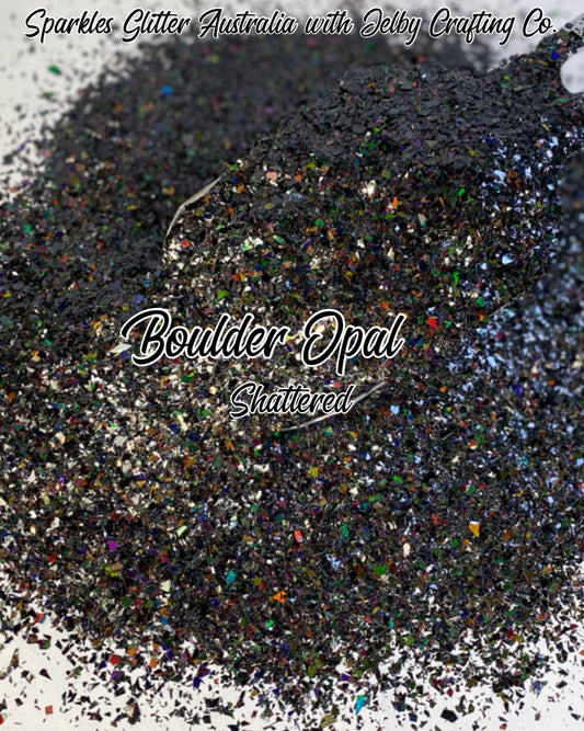 Boulder Opal | Black Shattered Glitter