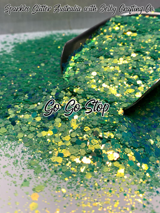 Go Go Stop | UV Glow Green Chunky Glitter