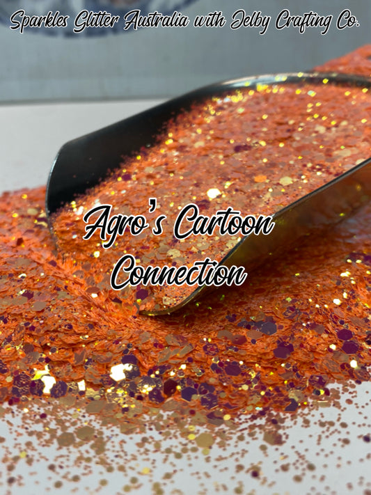 Agro's Cartoon Connection | UV Glow Orange Chunky Glitter