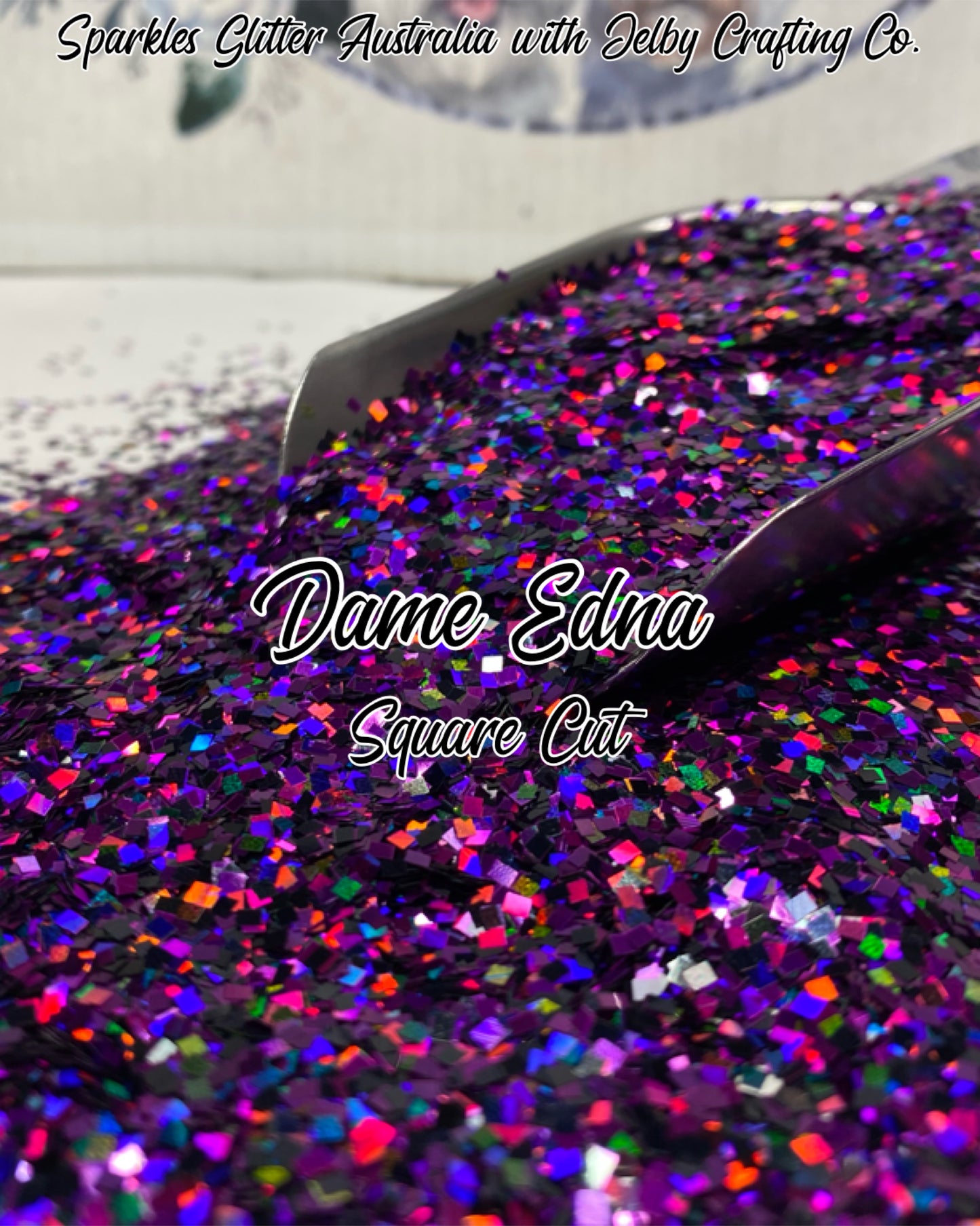 Dame Edna Square Cut | Custom Mixed Purple Black Square Glitter