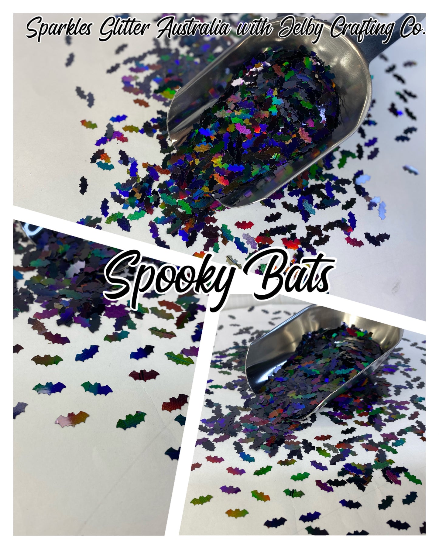 Spooky Bats | Black Holographic Shape Glitter