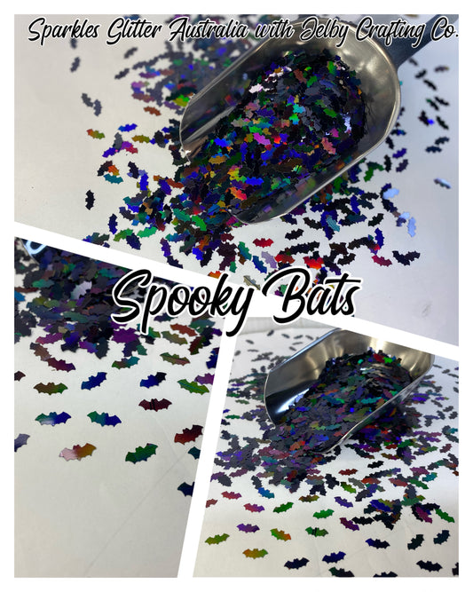 Spooky Bats | Black Holographic Shape Glitter