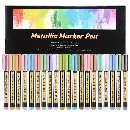 Set of 20 Metallic Permanent Markers