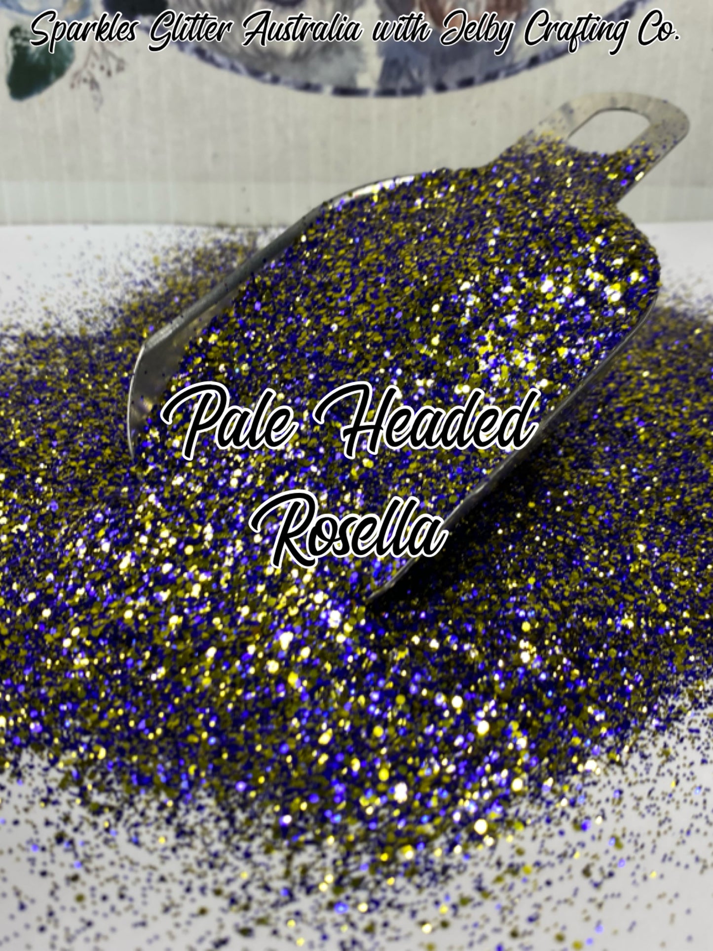 Pale headed Rosella | Yellow Blue Custom Mixed Small Chunky Glitter