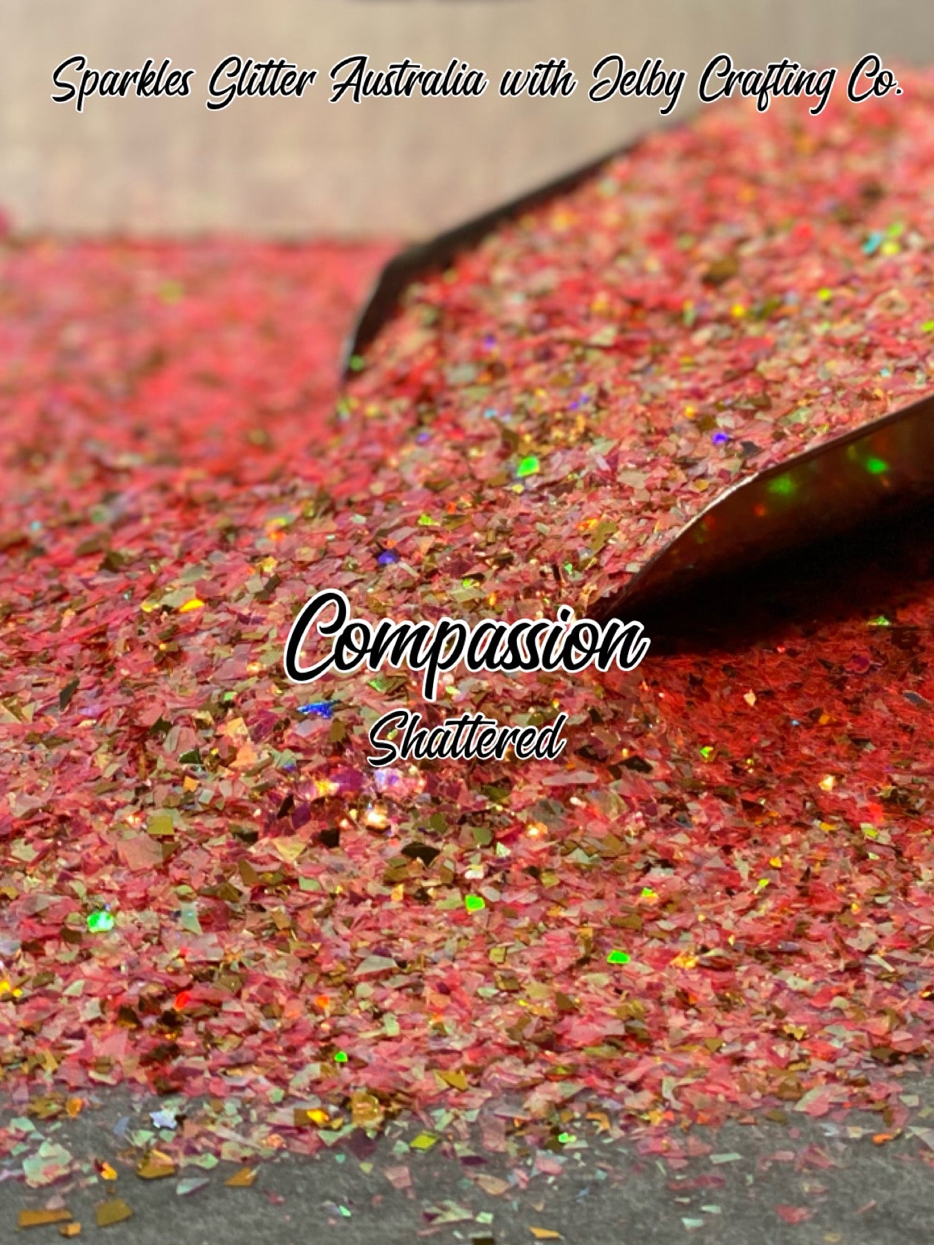 Compassion | Custom Shattered Cut Orange Gold Glitter