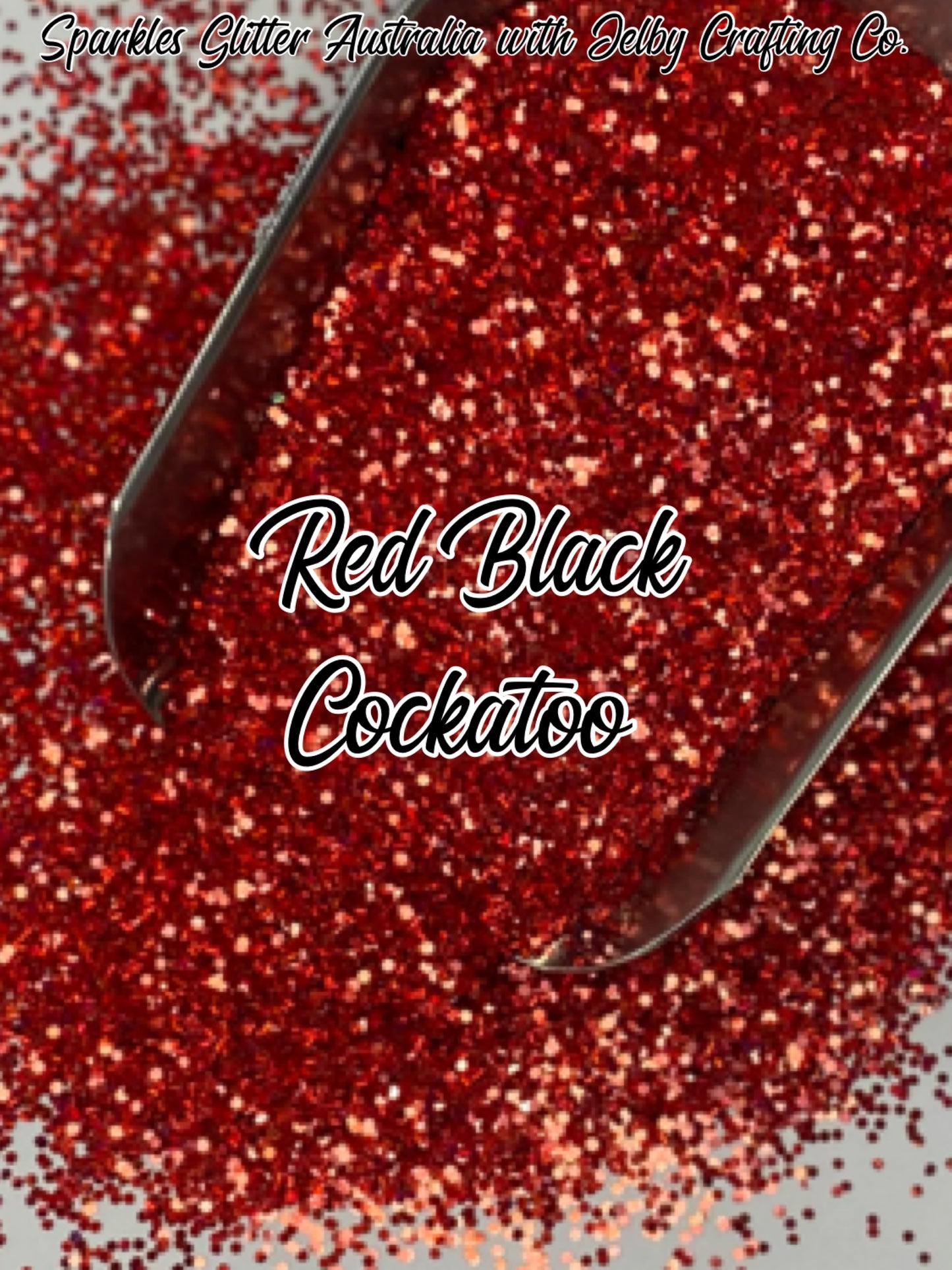 Red Black Cockatoo | Red Small Chunky Holographic Glitter