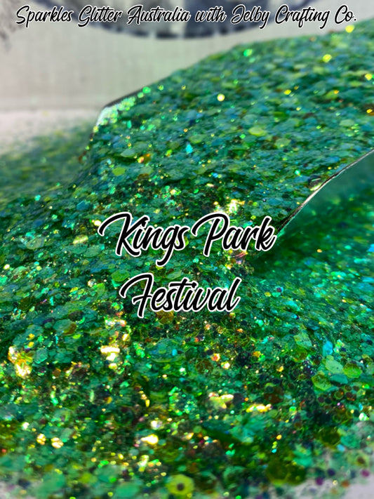 Kings Park Festival | Chunky Mix Green Iridescent Glitter