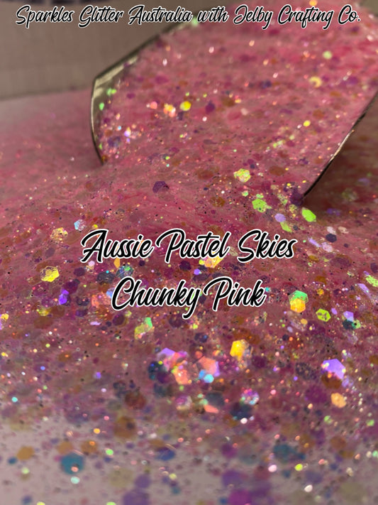 Aussie Pastel Sky Chunky | Pink | Iridescent Glitter