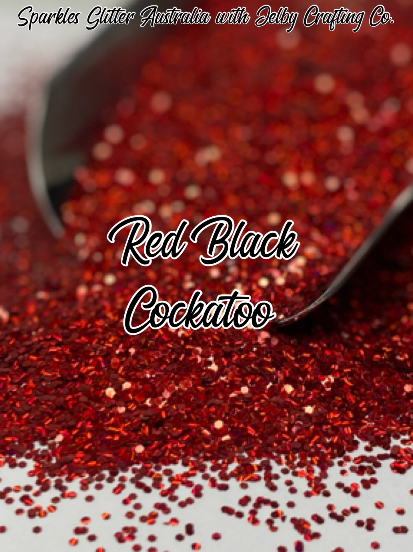 Red Black Cockatoo | Red Small Chunky Holographic Glitter