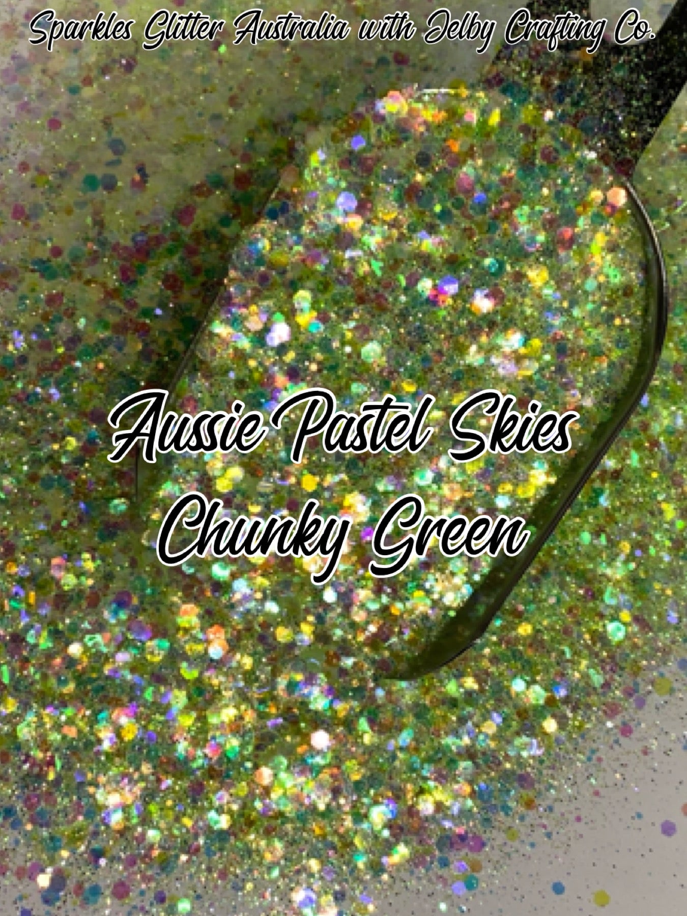 Aussie Pastel Sky Chunky | Green | Iridescent Glitter
