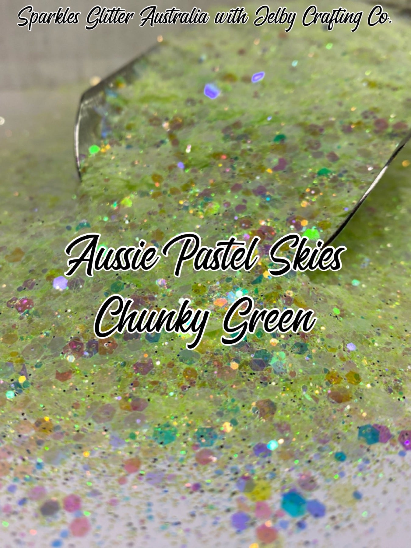 Aussie Pastel Sky Chunky | Green | Iridescent Glitter