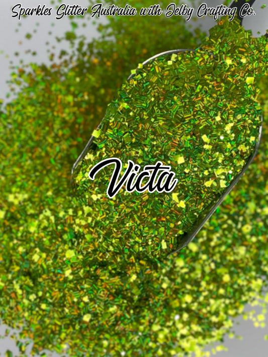 Victa | Green Holographic Square Cut Glitter