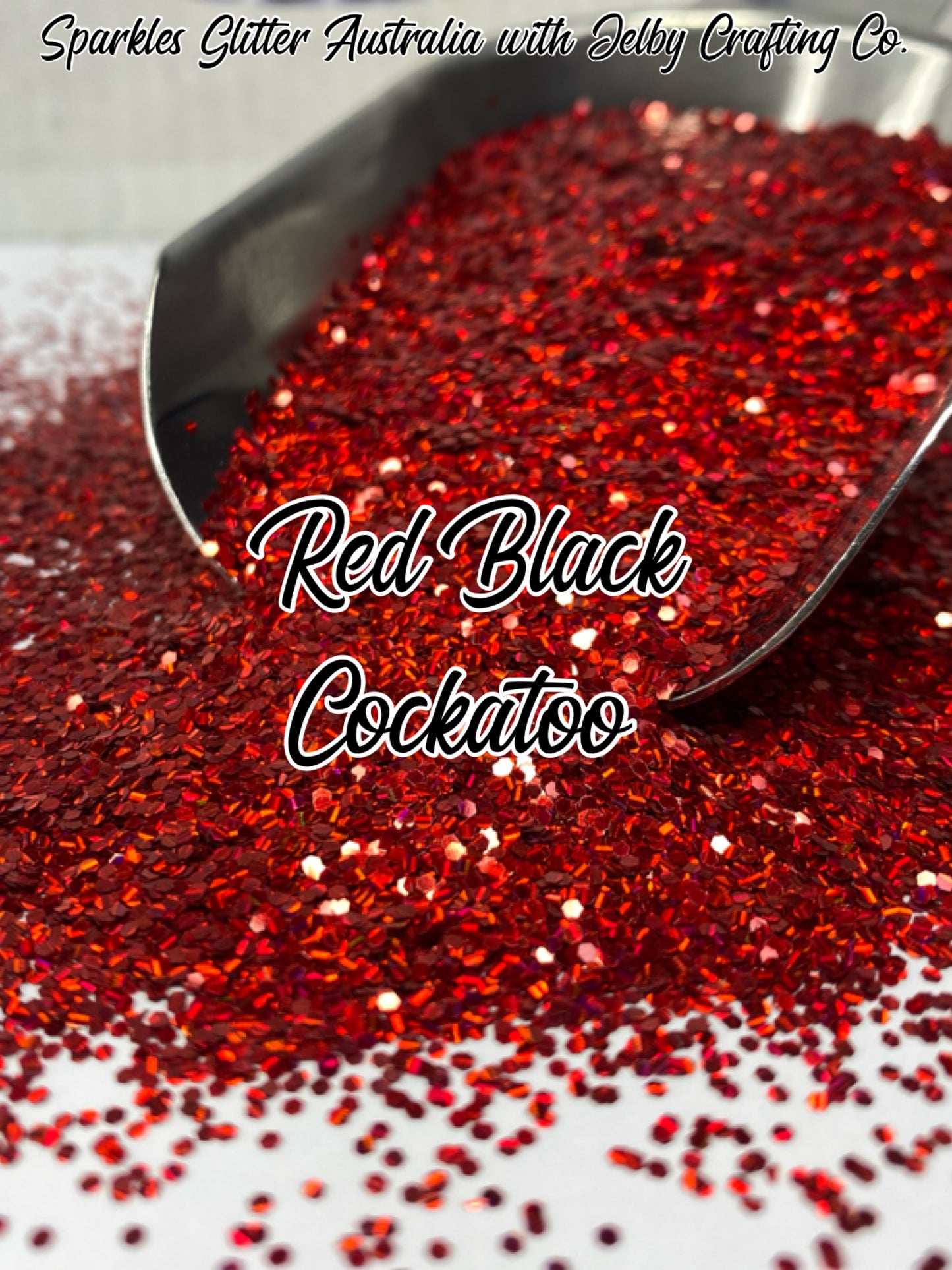 Red Black Cockatoo | Red Small Chunky Holographic Glitter