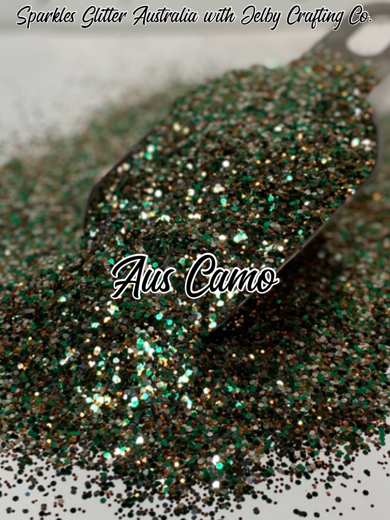 Aus Camo | Chunky Green Brown Glitter