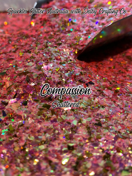 Compassion | Custom Shattered Cut Orange Gold Glitter